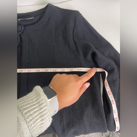 Eileen Fisher Black Wool Cardigan One Button Closure Long Sleeves Lagenlook M - Picture 8 of 11